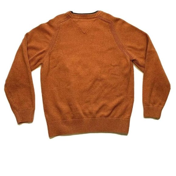 Tommy Hilfiger Sweater Chunky Knit Crew Neck Raglan Flag Cotton Heather Orange L - Picture 2 of 12